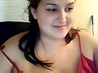 Chubby chick sucks toy on webcam